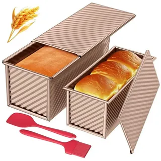 LuxusKollektion Brotbackform Toast Brot Backform Set 4PCS Antihaft Deckel Brotbackform braun