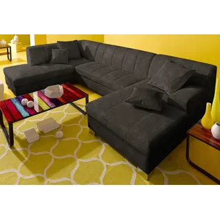 DOMO collection Wohnlandschaft TURAH 297x195x75 cm, moderne Steppung, whlw. mit Bettfunktion, U-Form grau 297 cm x 75 cm x 195 cm