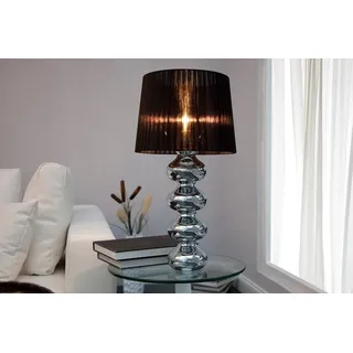 riess-ambiente Tischleuchte MIA 60cm silber / schwarz, ohne Leuchtmittel, Tischlampe · Barock Design · Stoff-Schirm schwarz