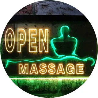 Open Massage Dual Color LED Barlicht Neonlicht Lichtwerbung Neon Sign Grün & Gelb 400 x 300mm st6s43-i0155-gy