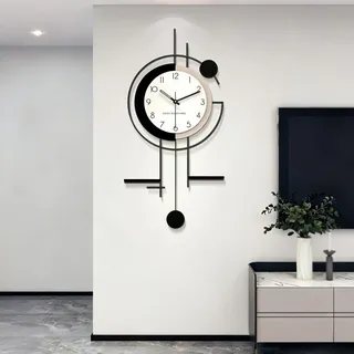 TWFJEL Modern Minimalistisch Wanduhr Kreativ Nordischer Stil Dekorative Wanduhren Zwei Regale Leise ohne Tickgeräusche Batteriebetrieben Pendeluhr für Wohnzimmer Schlafzimmer Büro Küche (S)
