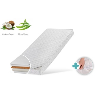 Kindermatratze »KOKOS mit gestepptem Aloe Vera-Bezug und zwei Härtegraden 10 cm hoch«, Kids Collective, 10 cm hoch, mit Spannbettlaken, Babymatratze 60x120 I 70x140 I 80x160 I 80x180 I 90x200 90 cm x 200 cm x 10 cm