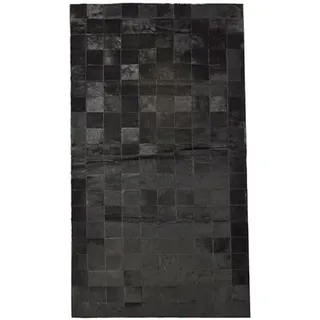 KUHFELL Teppich Patchwork SCHWARZ GEFÄRBT 100 x 200 cm FELLTEPPICH AUS ECHTEM KUHFELL RINERFELL
