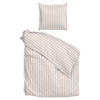 ZO HOME Bettwäsche Zo! Home Cotton Bettwäsche 135x200 Banda di Lino Shell Nud rosa weiß, Baumwolle, 2 teilig rosa