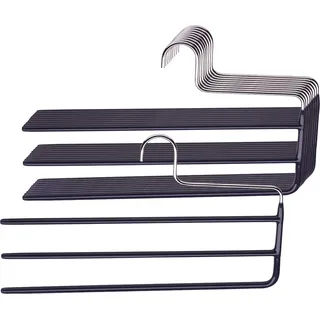 MAWA Hosenbügel, 1 Stück, platzsparende Universalbügel mit DREI ummantelten Stegen für Hosen, Tücher und Krawatten, hochwertige Antirutsch-Beschichtung, 35 cm, Schwarz