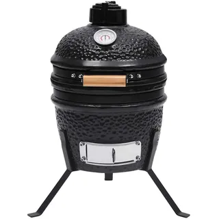 vidaXL 2-in-1 Kamado-Grill Smoker Keramik schwarz