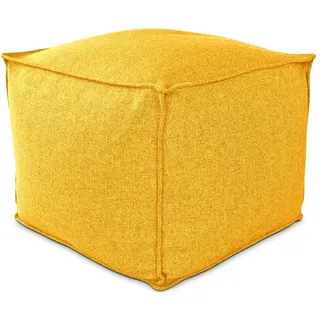 Deshome - Sitzhocker Sitzpouf Pouf 60x60x50 cm mit abnehmbarem Polster für Innen- und Außenbereich: Sitzpouf Design für Sofa, Wohnzimmer, Schlafzimmer, Sitzhocker, Light Pouf Sonniges Gelb