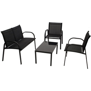 DEGAMO Loungeset Sitzgruppe Lounge Gartenset ARONA 4-teilig, Metall + Kunstgewebe schwarz
