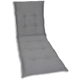 Liegenauflage, Grau, Textil, Uni, Füllung: Schaumstoff, Vlies, 60x7x190 cm, Oeko-Tex® Standard 100, pflegeleicht, hochwertige Qualität, langlebig, für den Außenbereich geeignet, mittels Bändern zu befestigen, Gurtband befestigen, Outdoor-Kissen, Liegenauflagen