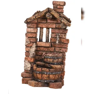 DELUKE Brunnen MICHA Stein-Optik Kunststoff Braungrau 66x32x22cm Gartendeko Teichdeko