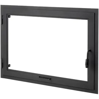 HEARTHOR | ZK3 |Kaminofentür mit Rahmen (Flansch) nach Maß | Große Sichtscheibe | Minimale Öffnungsreduzierung | Kamintür für Holzofen, Grill und Räucherofen | Hitzebeständiges Glas | Stahltür