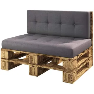 Lermowood Palettenmöbel Mp Bank 120 x 60 x 40 cm Geflammt | Europaletten Indoor und Outdoor Lounge Gartenmöbel Holz Gartenmöbel Set Lounge Möbel Terrasse Balkon Loft Stil Paletten