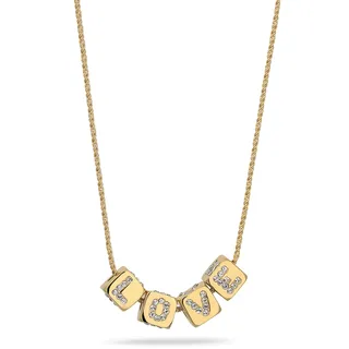 Kette mit Anhänger ELLI "Halskette Love Liebe mit Kristallen von Swarovski(R) 925 Sterling Silber" Gr. 45, gold, Halsketten, Damen, Silber 925 (Sterlingsilber)