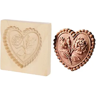 Holz Keksformen Plätzchenformen Cookie Cutter Keksformen Prägeform Backformen 3d Holz Backform Holzbackform DIY Keks Pressstempel Formen Backformen Deko für Backbegeisterte Anfänger (L, One Size)