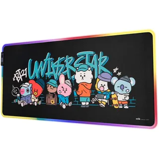 Mousepad - Mauspad LED BT21 - RGB Mauspad XXL 14 LED-Licht-Modus mit rutschfestem Gummigrundfläche und USB-Kabel - Mousepad XXL - Gaming mauspad 900 x 400 x 40 mm - BT21 Fanartikel - BE ARMY!