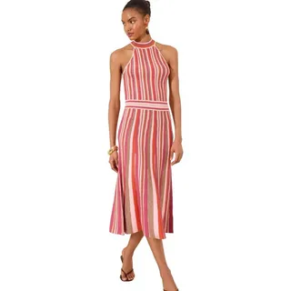 LIPSY Midikleid Lipsy Neckholder-Midikleid aus Strick mit Metallic (1-tlg) orange|rosa 44 (GB: 16)