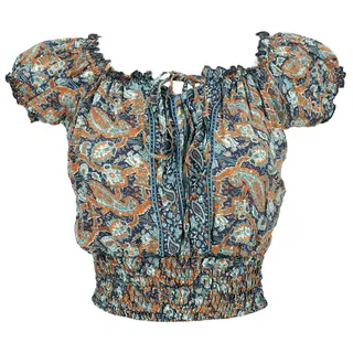 Guru-Shop Longbluse Blusentop Boho chic, Hippie Bluse - blau alternative Bekleidung blau