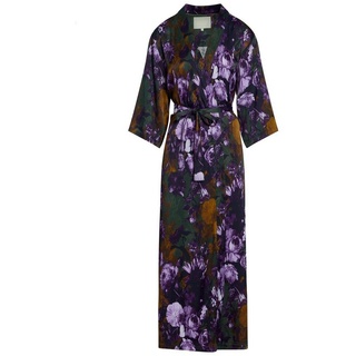 Essenza Kimono Jula Leila, Langform, Viskose, Kimono-Kragen, Gürtel, mit Blumenprint grün S