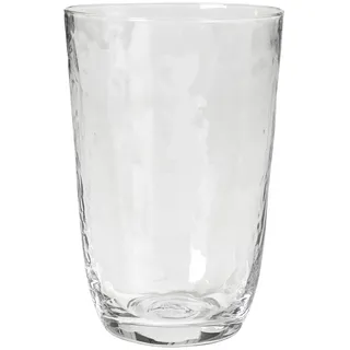 Broste Copenhagen Gläser-Set HAMMERED Trinkglas 4tlg. klar 0,5 l, Mundgeblasenes Glas, Hammered Glas weiß