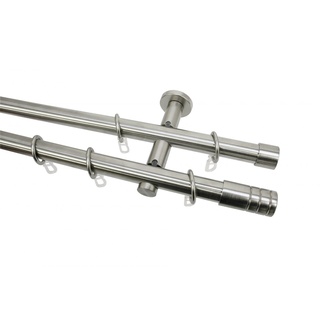 Gardinia Komplett-Set Zylinder Ø 20 mm, 2-läufig, edelstahl-optik