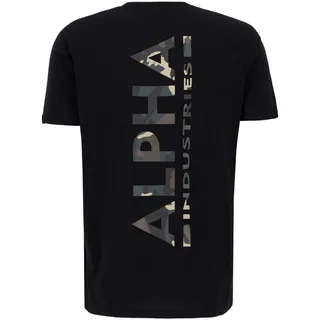 Alpha Industries Backprint Camo Print Kurzarm-T-Shirt Black / Woodland 2XL