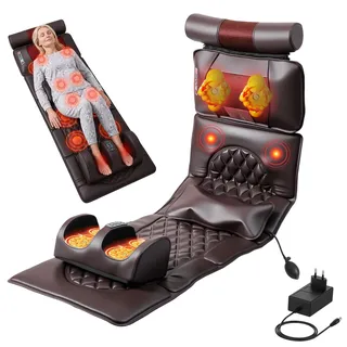Massagematte GanzköRpermassage, Massagematte Mit WäRmefunktion, Shiatsu Massagemattes, 3D-Schwamm, Faltbar, 3 StäRken & 5 Modi & 10 Vibrationsgruppen, Mit GeräT Zur Einzelnen Massage Der Beine