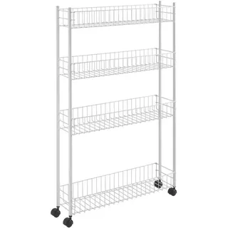 Metaltex Fino Allzweckwagen 4 Etagen Metall Weiß, 16x60x95 cm