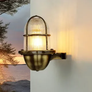 Wandleuchte außen IP64 E27 Glas Messing Maritim Haus Garten Außenlampe Wand - Bunt