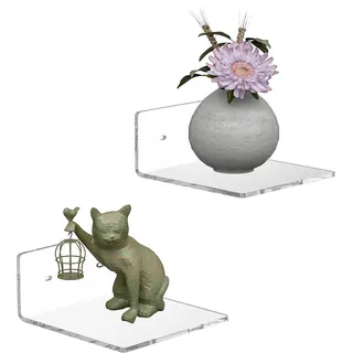Sezanrpt 15cm Acryl kleine Wandregale, klares schwimmendes Regal für die Wandmontage, Acryl Display Ledges für Funko Pop Figuren, Wohnkultur, Wohnzimmer, Spielzimmer, Pflanzen, 2-Pack