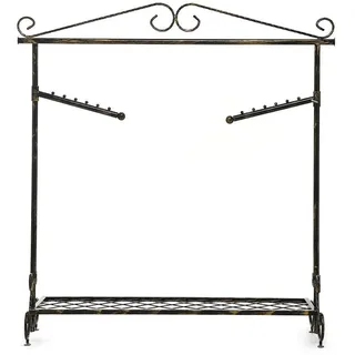 JLSun Kleiderständer Kleiderstange Garderobenständer mit Schuhablage, Vintage-Stil Höhenverstellbar von 126 bis 200 cm (Bronzeschwarz)