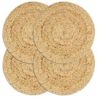 vidaXL 4X Tischset Platzmatte Platzset Platzdeckchen Platzdecke Tischdeko Platzmatten Tischmatte Untersetzer Uni Natur 38cm Rund Jute