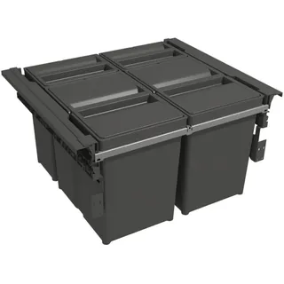 Mülltrennsystem LINEA 560 für 60 cm Spülenunterschrank - Mülleimer Küche Unterschrank (2x 17L + 2x 8 L), Abfalleimer Küche, Mülleimer 4 Fächer, Einbaumülleimer, Doppelmülleimer, Anthrazit