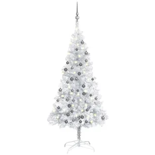 vidaXL Künstlicher Weihnachtsbaum Künstlicher Weihnachtsbaum Beleuchtung & Kugeln Silber 150 cm grau|silberfarben 150 cm
