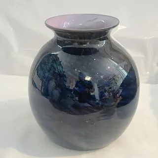 Glasvase Rund Grün mit Rosa Marmor Effekt - Grün