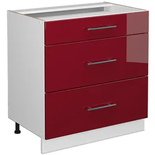 Vicco Schubladenschrank Fame-Line 80 x 51,5 x 81,5 cm Bordeaux Hochglanz