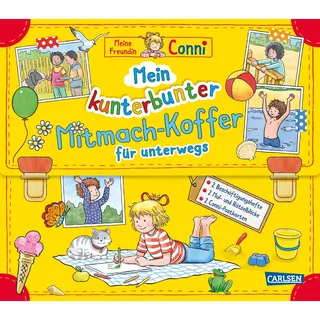 Carlsen Verlag Conni Gelbe Reihe (Beschäftigungsbuch): Mein kunterbunter Mitmach-Koffer für unterwegs (Buch-Set für die Ferienzeit)