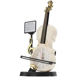 SUPYINI Violinen-Wecker, Vintage-Tischuhr, Violinen-Quarz-Analog-Wecker, Mini-Nachttisch, Violinen-Wecker, Festival-Geschenke (2165B)