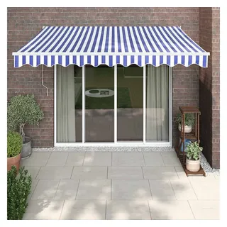 furnicato Markise Elektrische Terrassenmarkise 3 x 2,5 m in Blau und Weiß UV-beständiges Sonnensegel mit Fernbedienung und Handkurbel-Option blau|bunt 2.5 cm x 3 cm x 1 cm