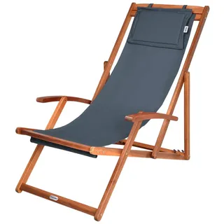 CASARIA Sonnenliege Anthrazit Akazienholz 94x60x94cm