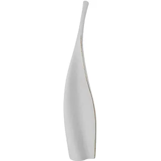 Bodenvase in Blattform, Keramik, Weiß und Gold, Sand, 40 x 40 x 50 cm