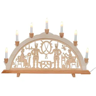 Wichtelstube-Kollektion Holz Schwibbogen Lichterbogen Bergleute in Seiffen XL 58cm Schwippbogen Weihnachten Weihnachtsbogen Schwibbogen Weihnachten 7 Kerzen 230V Anschluss