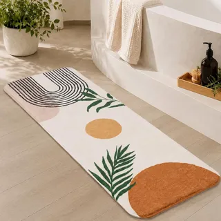 bsheuancek Boho-Badezimmerläufer, rutschfest, groß, lang, Badezimmerteppich, niedliche Badematte für Schlafzimmer, Flur, Küche, weich, waschbar
