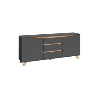 Sideboard VALENTIN anthrazit Eiche Artisan Nachbildung B/H/T: ca. 180x76x38 cm - anthrazit, Eiche