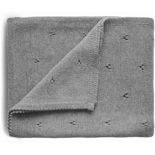 Mushie Gestrickte Decke für Baby & Kinder | Decke auf 80x100 cm & 100% Bio-Baumwolle | Vielseitig & Perfekt für jedes Wetter (Textured Dots Gray Melange)