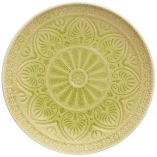 BUTLERS Teller Ø21cm gemustertes Geschirr Türkis aus Steinzeug -SUMATRA- Mikrowelle und Spülmaschinegeeignet, kleine Teller für Kuchen, Desserts, Frühstück