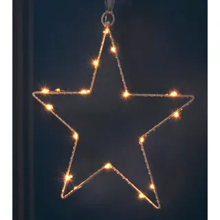 Spetebo Fensterbild Stern mit 16 LED - weiß - Fenster Silhouette warm weiß beleuchtet - Weihnachtsdeko Advent Winter Weihnachten Fensterdeko Batterie betrieben mit Timer