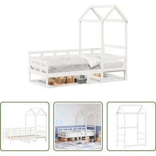 The Living Store Tagesbett mit Dach Weiß 80x200 cm Massivholz Kiefer - Weiß