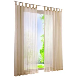 BAILEY JO 1er-Pack Gardine mit Schlaufen Vorhänge Transparent Voile Vorhang (BxH 140x225cm, Sand)