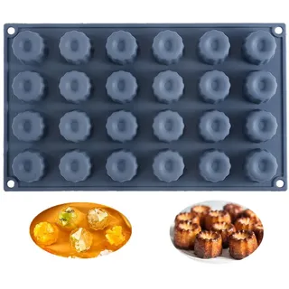 KeepingcooX 24 Mulden Jelly Mold Gourmet Style Cannele Bordelais Form Mini Muffinform Silikon Backform für 24 Canelés Kälte- und Hitzebeständig Antihaft-Cupcake-Form