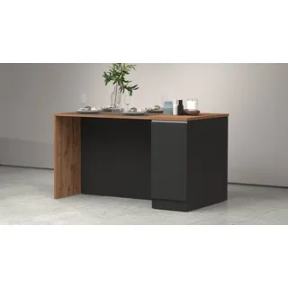 KOCHSTATION Kücheninsel Sole,Kochinsel,Küchenarbeitsblock,Inselküche,Arbeitsinsel, Breite 160 cm mit 2 Türen,4 Fächer, Arbeitsplatte, Aluminiumgriff grau